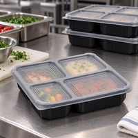 Boîte à lunch en plastique à 4 compartiments pour la préparation de repas Bento PP Contenants de stockage d'aliments avec processus blister