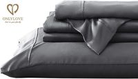 Parure de lit King Size en gros, couleur unie, soyeuse et douce, housse de couette respirante, draps de lit soyeux et lisses