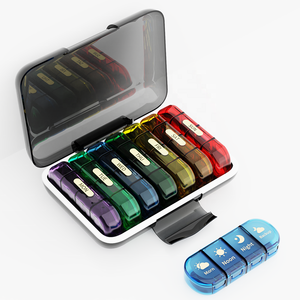 Gujia Custom Plastic Pocket Size Pill Box Flip Top Vitamins Medicine Am Pm Box Morning Noon Night Pill Box Monday To Sunday