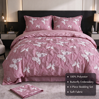 Vente en gros usine – Tissu jacquard brocart 100 % polyester, doux pour la peau, respirant, 120 GSM, parure de lit quatre pièces (housse de couette, drap)