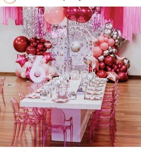 Wholesale pink chair children party silver color kid style plastic chiavari chair party girl baby clear red ghost kids chair