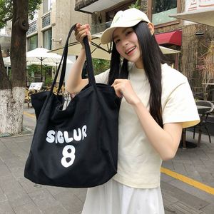 Grand sac fourre-tout en toile à grande capacité, imprimé de lettres simples, sac à main léger, sac de shopping en toile, logo personnalisé - Product Image 4