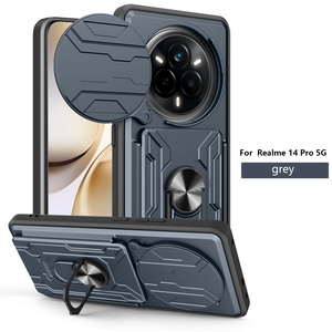 Funda Realme 14 Pro, Tipo Armadura Mecánica, con Ranura para Tarjetas, Ventana Deslizante, Soporte, Protector de Cámara, Carcasa Trasera Rígida de PC, Resistente a Impactos - Product Image 4
