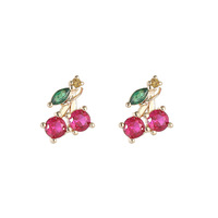 Rood Kristal Ananas Lychee Cherry Apple Fruit Zirkoon Bedels Ketting Hanger Voor Oorbellen Sieraden Maken En Diy Ambachten