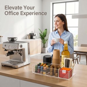 Organisateur <span class=keywords><strong>de</strong></span> comptoir en acrylique transparent pour bar à café, multi-compartiments, pour <span class=keywords><strong>sirop</strong></span>, crème, thé - Product Image 3