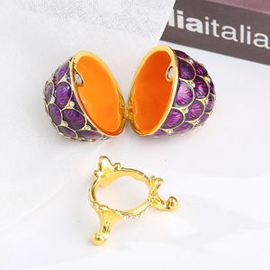 Scatola Portagioie in Metallo a Forma di Uovo Smaltata, Regalo di Pasqua, Bomboniera, Artigianato in Metallo Dipinto ed Elettroplaccato - Product Image 6