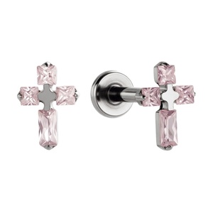 Pendiente de Cruz de Circón de Titanio G23, Pendiente de Labio con Hilo Interno Chapado en Oro, Piercing de Nariz, Anillo de Labio, Pendiente para Labio, 1 Unidad, 1 Unidad - Product Image 5