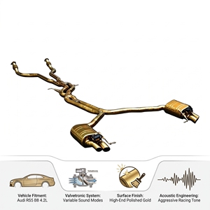 Sistema de Escape Catback con Válvulas de Acero Inoxidable Vortex para Audi RS5 B8 4.2L con Silenciador Dividido y Puntas Cuádruples Doradas - Product Image 1