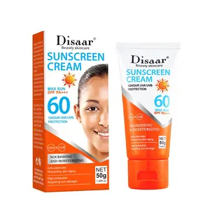 Disaar SPF 60 12 horas UV protección solar prevención del envejecimiento de la piel cara Africana bloqueador solar reparación daño solar crema de protección solar