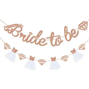 Grosir pernikahan Bridal Shower Emas Glitter pengantin untuk menjadi spanduk pesta spanduk untuk dekorasi pesta pernikahan