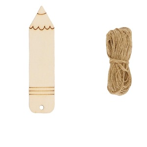 Marcapáginas de madera en forma de lápiz, estilo nuevo, sin terminar, con etiqueta de cuerda de cáñamo hueca, producto transfronterizo de gran venta. - Product Image 5