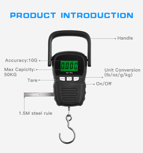Proins LCD-Display <span class=keywords><strong>Hand</strong></span> waage Gepäck Elektronische Angel waage Hängende Gewichts waage Benutzer definierte Taschen waage - Product Image 5