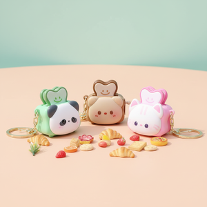 Pendentif grille-pain <span class=keywords><strong>Smiley</strong></span>, <span class=keywords><strong>mini</strong></span> chat rose mignon, créatif 3D, anti-stress, cadeau pour enfants, porte-clés sans son - Product Image 1