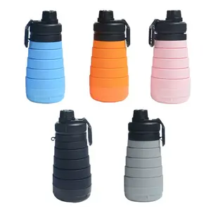 Popular 750ml Folding Tumbler Reusable Collapsible Silicone Sport Water Bottle with Pill Case