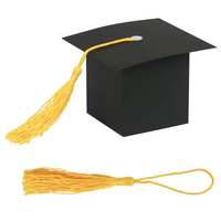 Boîte d'emballage personnalisée pour chapeau de graduation, boîte noire d'expédition, emballage cadeau de graduation avec pompon