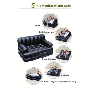 Double Person Pvc 5-In-1 Air Mat Outdoor <b>Inflatable</b> <b>Sofa</b> for Hiking Camping Living Room Bedroom With Pump - Product Image 2
