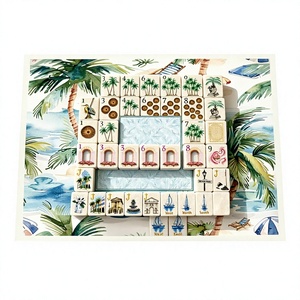 Jeu de Mahjong américain, 160 tuiles en acrylique, 5 couches, jeu portable, thème palmier côtier, pour jouer - Product Image 3