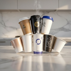 Vaso de Papel Desechable Sunshine Personalizado de Doble Pared con Revestimiento de PE, Reciclable, de 16 oz, a Prueba de Fugas, para Bebidas Calientes/Frías - Product Image 1