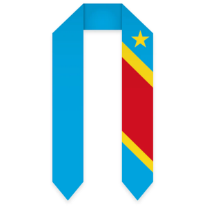 Écharpe de remise de diplôme personnalisée avec drapeau de la RDC, pour l'équipe nationale de football, pour les étudiants internationaux - Product Image 1