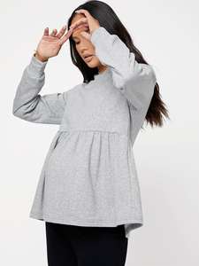 Sudaderas con capucha de algodón para maternidad y lactancia, con manga raglán y peplum, de bambú ecológico, estilo oversize para descanso. - Product Image 5