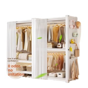 Armoire de chambre à coucher en acier, style ouvert, multi-niveaux, réglable et démontable, à poser au sol, pour rangement domestique et locatif - Product Image 5