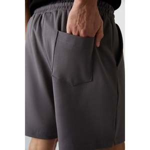 Shorts pour hommes en coton gris foncé, épais, doux, texturés, coupe confortable, basiques - 81274 - Gris foncé - Product Image 5
