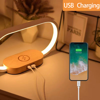 Lampe de table LED de bureau de haute qualité 10W en bois, avec chargeur sans fil, variateur tactile, protection oculaire, pour l'apprentissage en intérieur