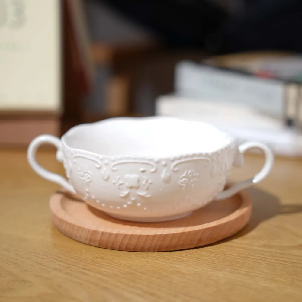 وعاء بيض منقوش بالأذنين الأوروبي بتصميم إبداعي ، وعاء قهوة على شكل فراشة ، كوب سيراميك بالبخار