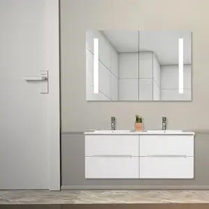壁掛け式バスルーム洗面化粧台照明付きミラーバスルーム洗面化粧台ダブルシンク