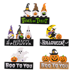 Decoraciones de Madera para Halloween, Calabaza, Fantasma, Gnomo, Letreros, Adornos de Mesa para Interiores, Serigrafía Hecha a Mano - Product Image 4