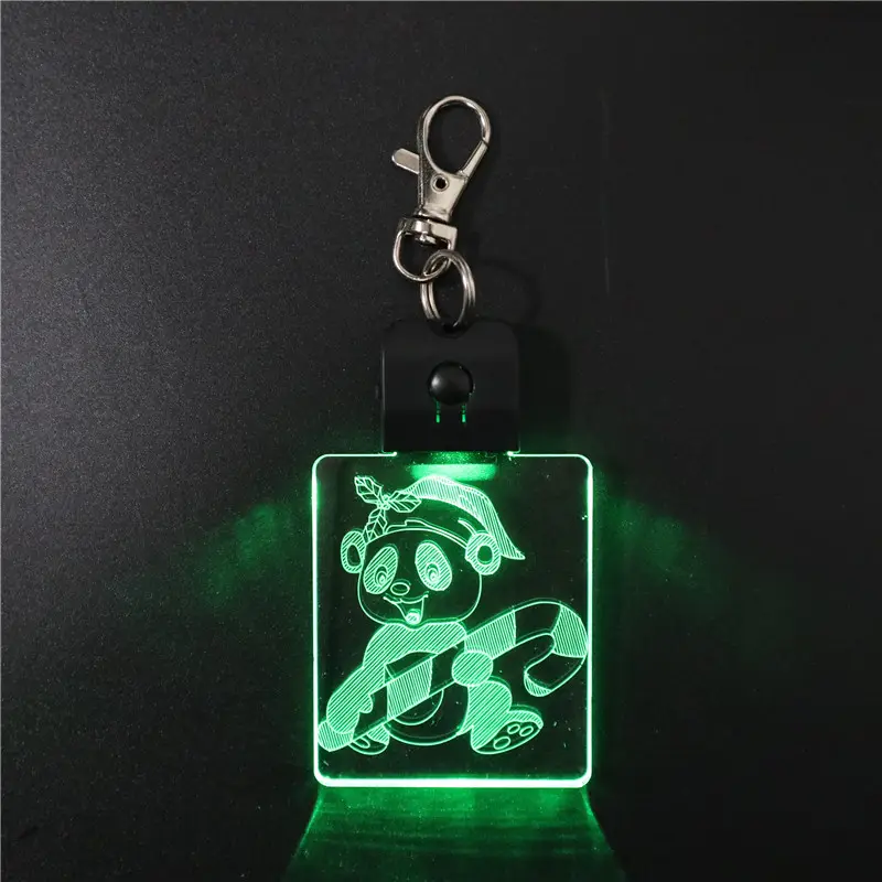 Anime Mini Key Chain With Football Team LOGO LED Glass Crystal Keyring 3D Light Key