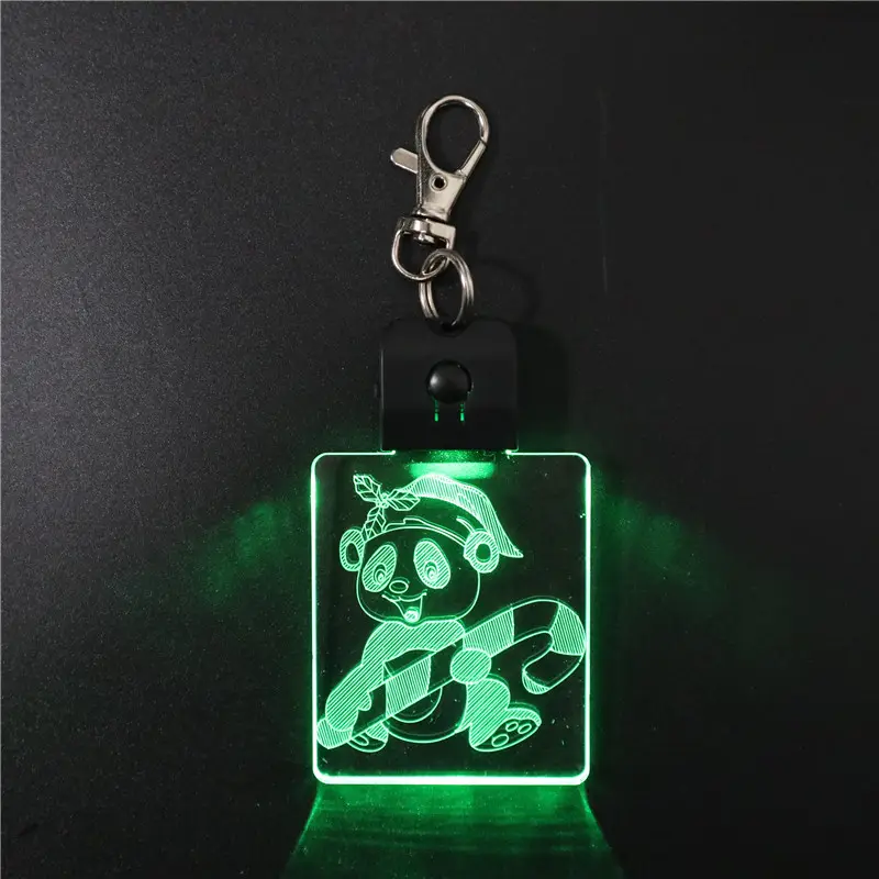 LLavero de Anime con LOGO del equipo de fútbol, Mini llavero de cristal LED con luz 3D