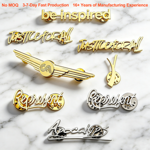 Épingles <span class=keywords><strong>de</strong></span> revers personnalisées en fer, badges imprimés en typographie à l'émail souple avec texte personnalisé, style animalier, inspirants, pour vêtements - Product Image 1