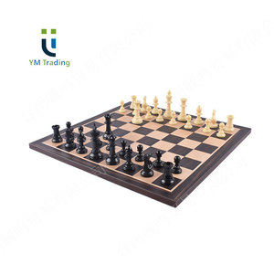 20 ''giải đấu chuyên nghiệp bằng gỗ bàn cờ màu đen với nhựa quân cờ và cờ vua kỹ thuật số Đồng hồ hẹn giờ - Product Image 2