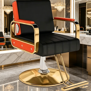 Chaise de barbier réglable en métal avec revêtement en cuir et système hydraulique pour salon commercial et barbier - Product Image 1