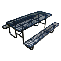 Mobilier d'extérieur commercial en acier 6 pieds 8 pieds de long banc de table de pique-nique extérieur restaurant événement ensemble de salle à manger table et chaise en métal