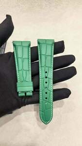 Correa de reloj de 24 mm hecha a mano con cuero genuino de cocodrilo, repuesto para <span class=keywords><strong>Bulgari</strong></span> Octo, correa de caucho FKM - Product Image 2