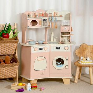 Set Giocattolo Integrato in Legno con Cucina e Macchina del Caffè <span class=keywords><strong>per</strong></span> Bambini, Gioco Veloce a Spinta <span class=keywords><strong>per</strong></span> Casa - Product Image 3