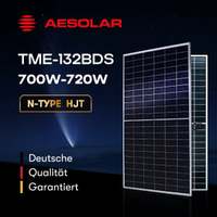 Module solaire AE Solar720W Tier1 N-TYPE HJT - 132 cellules demi-coupées de 210 mm |   Panneau solaire à double vitrage bifacial avec cadre argenté