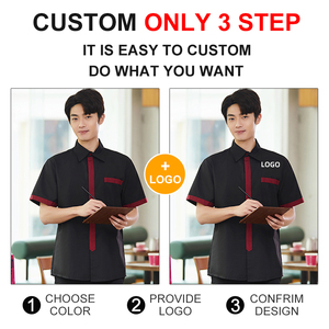New Customized Logo Polo Shirt Hotel Restaurant Workers Unisex Waiter Shirts Waiter Short Sleeve Shirts - Product Image 4