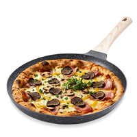 RAF R.5450 - Bandeja para hornear pizza grande de 24 cm con mango estilo madera, superficie antiadherente, apta para hornillos de gas, eléctricos, radiantes y vitrocerámicos