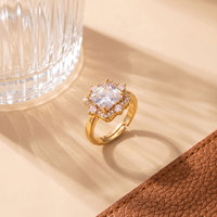 Parure de bijoux en cuivre pour femme, plaqué or, avec collier et boucles d'oreilles clous en zircon cubique taille carrée, 3 pièces, style géométrique de luxe