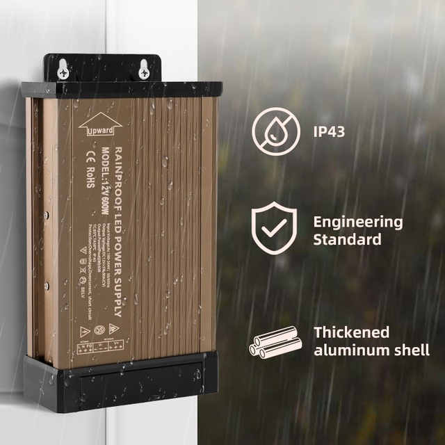12V 5A 60W IP43 Rainproof Industrial LED Driver SMPS AC-DC Power Supply Single Output Aluminum Casing Outdoor Lighting 2-Year