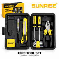 SUNRISE Ensemble d'outils à main pour la maison, 12 pièces, avec pinces, tournevis, clés hexagonales, couteau utilitaire et étui de rangement pour les travaux de réparation à domicile et les bricolages