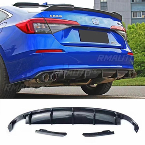 For Honda Civic 11th 2021 2022 <b>ABS</b> Carbon Bumper Rear Trunk Diffuser Bumper Lip Spoiler Body Kit - Product Image 2