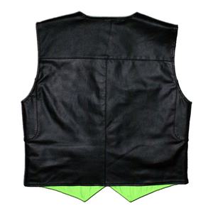BLACK LEATHER JACKET <b>COAT</b> REVERSIBLE VEST <b>COAT</b> WINDPROOF <b>SUMMER</b> COTTON FILLING - Product Image 2