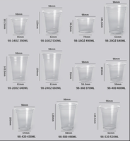 Gobelets en plastique jetables en PET de qualité bouteille, à fond en U, de 90 mm, 10, 12, 14, 16, 20, 24 oz (360 ml), pour Bubble Tea/boissons froides