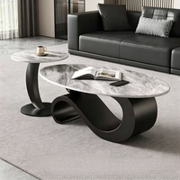 Nouvelle table basse ovale moderne en pierre frittée avec tiroirs, ensemble de tables d'appoint de luxe pour petits appartements et salons