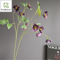 Vente chaude 5 têtes de fleurs artificielles en soie Helleborus blanc violet Clematis Couleur d'automne pour la décoration de table de mariage, de la maison et du restaurant