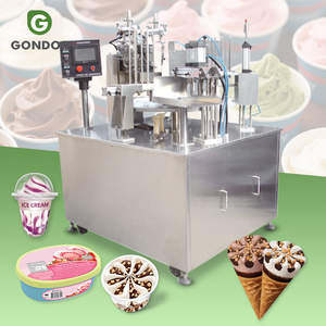 Machine de remplissage et de scellage rotative pour gelato, yaourt, lait, en forme de grande tasse/bouteille/boîte/plateau - Product Image 1